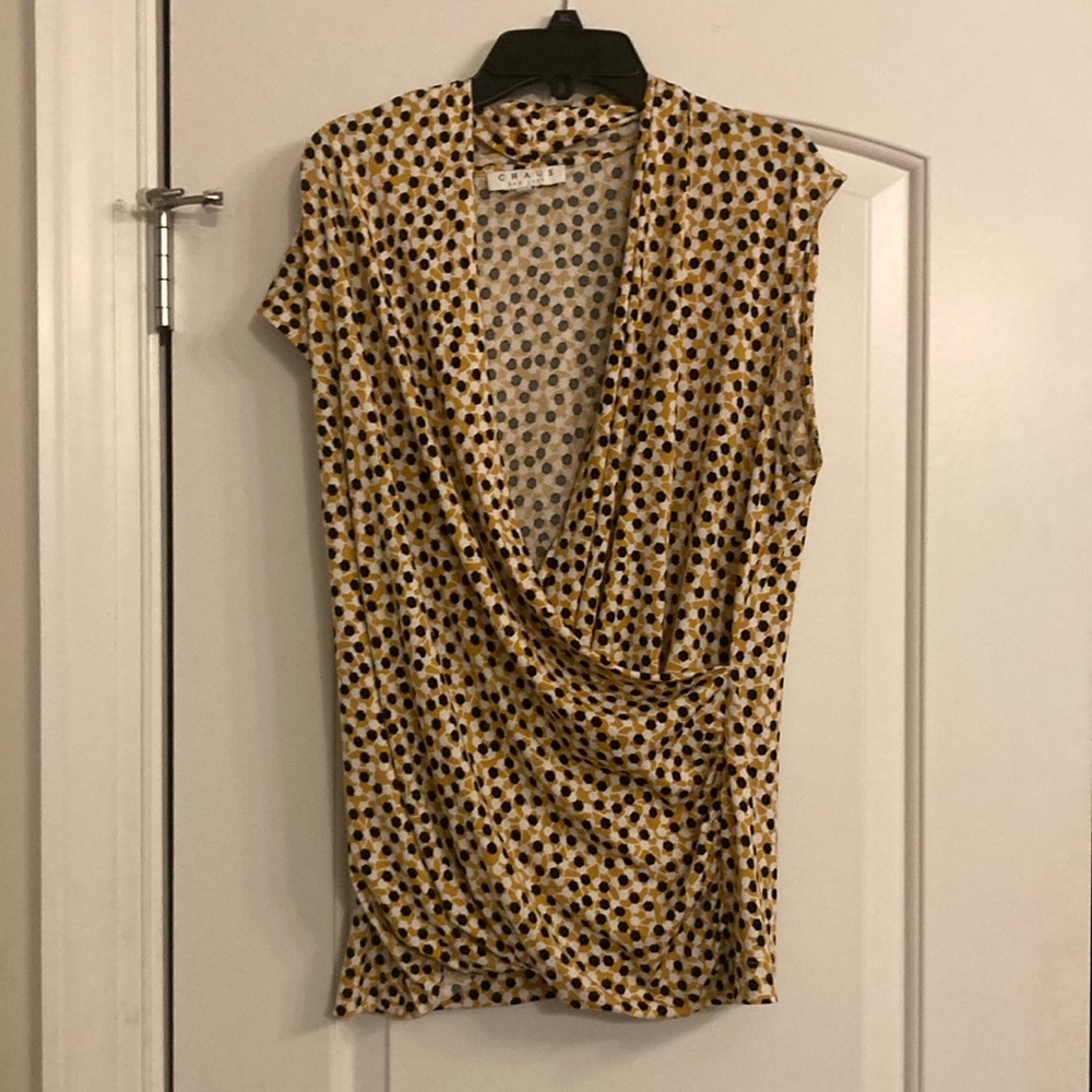 Yellow/black/white Chaus New York dress blouse